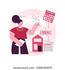 Mortgage loan abstract concept vector illustration. Home bank credit, down payment, real estate services, house loan pay off, investment portfolio, family financial burden abstract metaphor.
