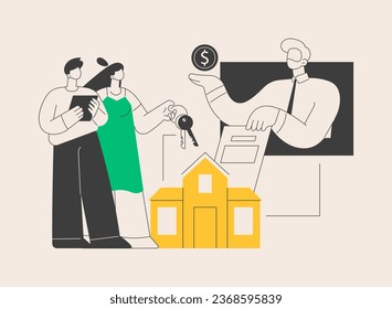 Mortgage loan abstract concept vector illustration. Home bank credit, down payment, real estate services, house loan pay off, investment portfolio, family financial burden abstract metaphor.