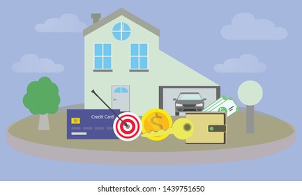 Mortgage loan or home real estate house for buy property with modern flat style