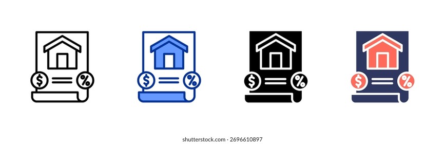 Mortgage Loan icon sheet multiple style collection