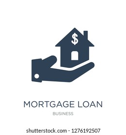 mortgage loan icon vector on white background, mortgage loan trendy filled icons from Business collection, mortgage loan vector illustration