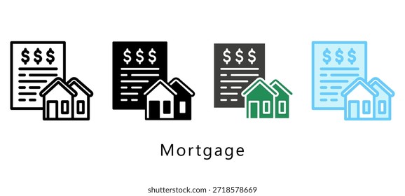 Mortgage Multi Style Icon. Mini Illustration Relate To Payment Service. Use For Modern Concept, Ui, Ux Web And App Development.
