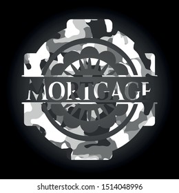 Mortgage on grey camouflaged pattern