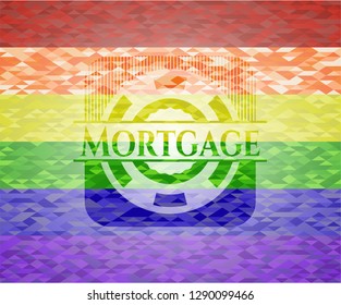 Mortgage on mosaic background with the colors of the LGBT flag