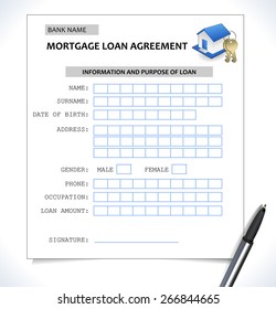 mortgage paper form ,loan application with home icon - vector eps10