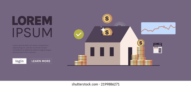 Mortgage And Paying Credit To Bank, Real Estate Property, House Loan, Rent Concept Flat Vector Illustration.