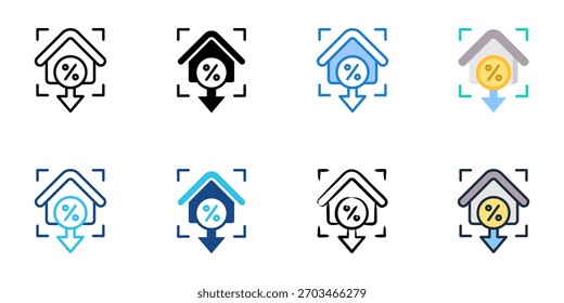 Mortgage points icon set multiple style collection 
