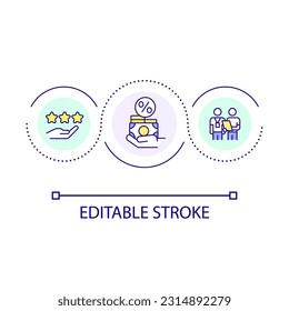 Mortgage preapproval loop concept icon. Property financing. Real estate loan. Home purchase process abstract idea thin line illustration. Isolated outline drawing. Editable stroke. Arial font used