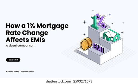 Mortgage Rate Changes and Their Impact on EMIs  Home Loan Costs Illustrated with Interest Fluctuations, Payment Trends, and Financial Insights-Mortgage and Finance Vector Design