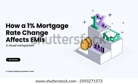 Mortgage Rate Changes and Their Impact on EMIs  Home Loan Costs Illustrated with Interest Fluctuations, Payment Trends, and Financial Insights-Mortgage and Finance Vector Design