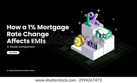 Mortgage Rate Changes vs. EMIs – Home Loan Costs Illustrated with Interest Rate Fluctuations, Payment Trends, and Financial Impact | Mortgage and Finance Vector Design