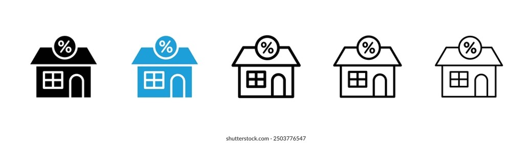 Mortgage rate icon in black and blue colors