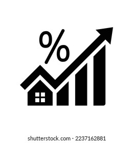 Mortgage rate icon. Cost of living. House. Interest rate. Property value. Vector icon isolated on white background.