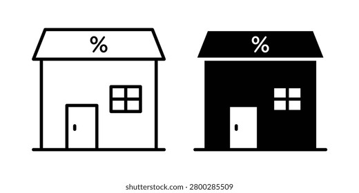 Mortgage rate icon linear versions pack on white background.