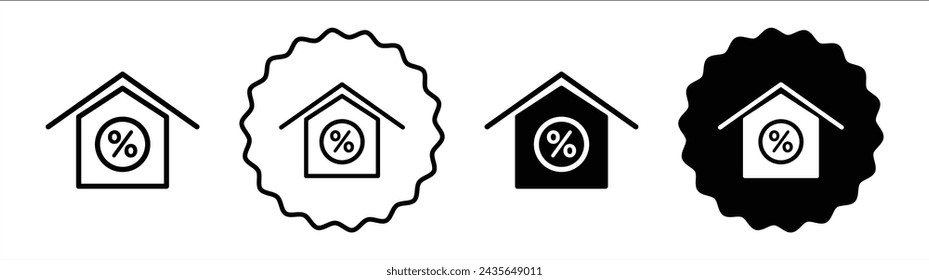 Mortgage rate icon logo set vector