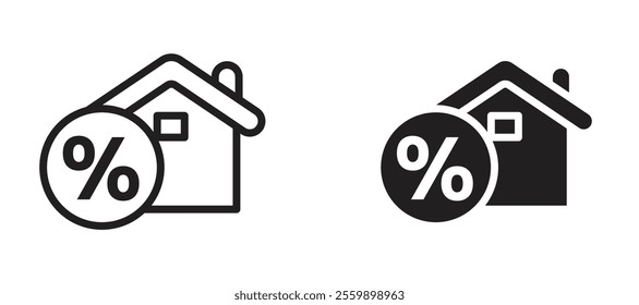 Mortgage rate Icon set in black color for ui designs