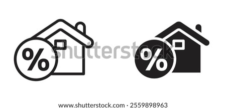 Mortgage rate Icon set in black color for ui designs