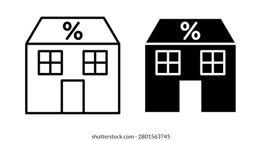 Mortgage rate icon set modern line and solid style collection.