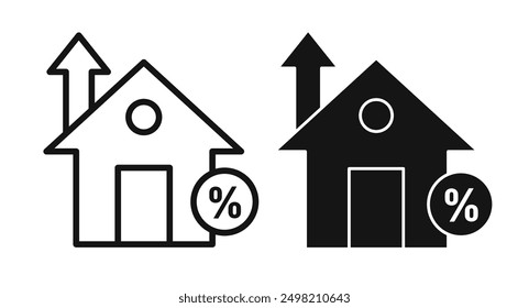 Mortgage rate iconicon vector collection in outlined and solid style