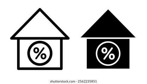 Mortgage rate Icons pack in outlined and flat versions