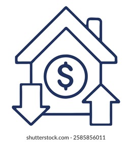 Mortgage rate savings increase icon illustration