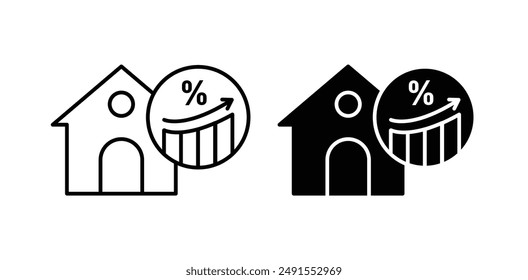 Mortgage rate vector icon set in black color.