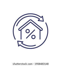mortgage refinance line icon on white