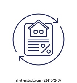mortgage refinance, lower interest rate line icon
