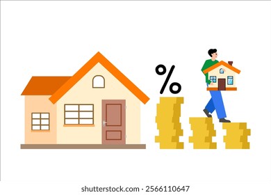 Mortgage refinancing. Vector simple color flat illustration.