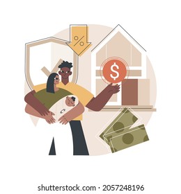 Mortgage relief program abstract concept vector illustration. Reduce or suspend mortgage payments, loan modification, governmental help, home owner budget, risk insurance abstract metaphor.