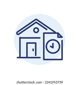 Mortgage rental black line icon. Real estate. 24 hour rent service
