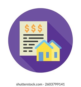 Mortgage rounded flat mini illustration color icon, use for economy, business, finance, ecommerce, payment service UI, UX kit, app and web development, digital or print.