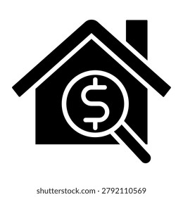 Mortgage search vector icon. home loan finder illustration sign. mortgage options symbol. housing finance search logo.