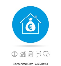 Mortgage Sign Icon. Real Estate Symbol. Bank Loans. Copy Files, Chat Speech Bubble And Chart Web Icons. Vector