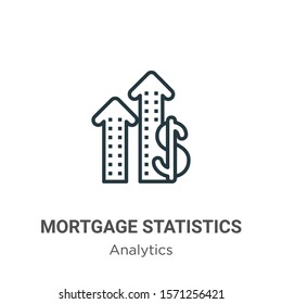 Mortgage statistics outline vector icon. Thin line black mortgage statistics icon, flat vector simple element illustration from editable analytics concept isolated on white background