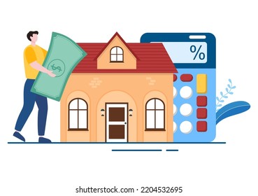 Mortgage Template Hand Drawn Cartoon Flat Illustration of Term Credit Debt by House Loan or Money Investment to Real Estate Property Design