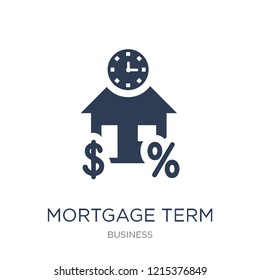 Mortgage term icon. Trendy flat vector Mortgage term icon on white background from Business collection, vector illustration can be use for web and mobile, eps10