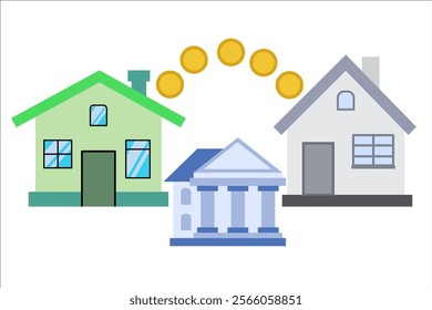 Mortgage transfer. Vector simple color flat illustration.