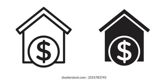 Mortgage vector icon set in black color.