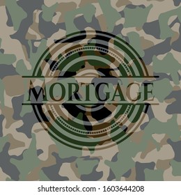 Mortgage written on a camouflage texture. Vector Illustration. Detailed.