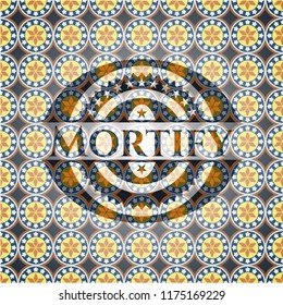Mortify arabic badge background. Arabesque decoration.