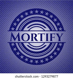 Mortify emblem with denim high quality background