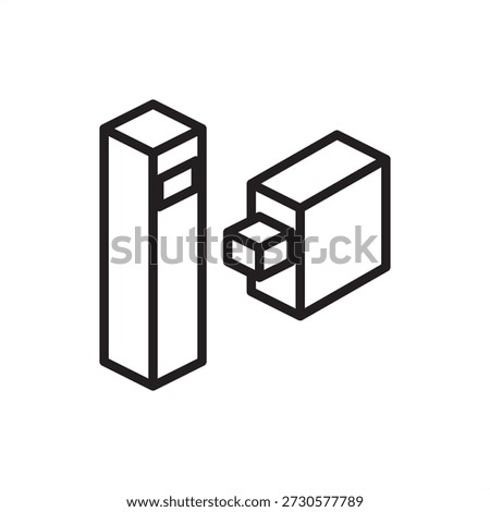 Mortise and tenon icon. Structural joinery and traditional craftsmanship, represents interlocking timber connections, heavy-duty furniture assembly, architectural millwork, and woodworking durability.