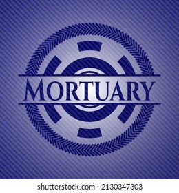 Mortuary badge with denim background. Vector Illustration. Detailed. 