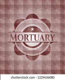 Mortuary red seamless emblem with geometric background.