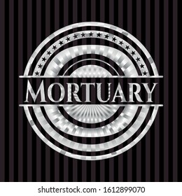 Mortuary silvery shiny emblem. Vector Illustration. Mosaic.