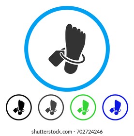 Mortuary Tag rounded icon. Vector illustration style is a flat iconic symbol inside a circle, black, gray, blue, green versions. Designed for web and software interfaces.