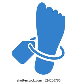 Mortuary Tag vector icon. Style is flat symbol, cobalt color, rounded angles, white background.