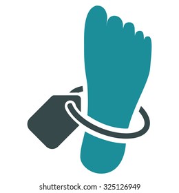 Mortuary Tag vector icon. Style is bicolor flat symbol, soft blue colors, rounded angles, white background.