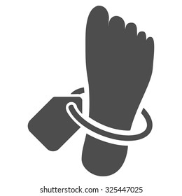 Mortuary Tag vector icon. Style is flat symbol, gray color, rounded angles, white background.